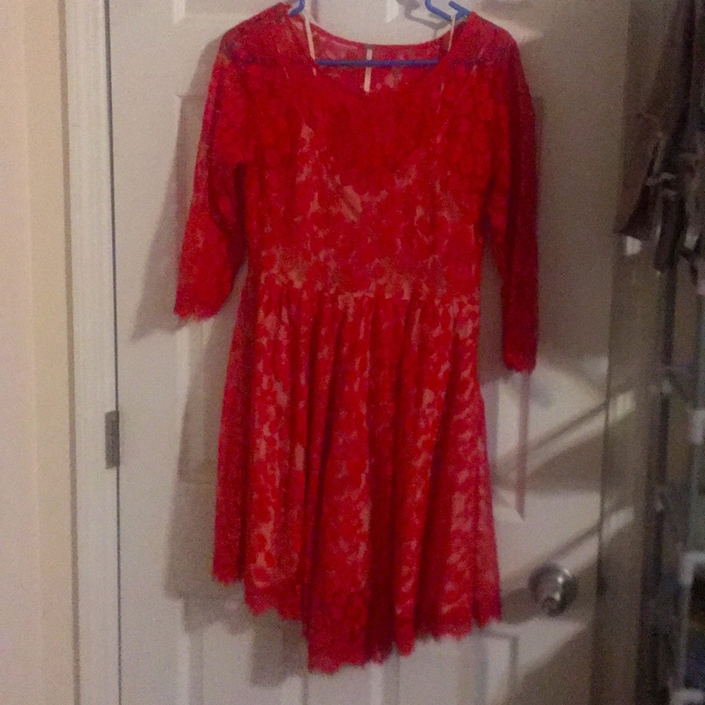 Free People Red lace dress sz 8